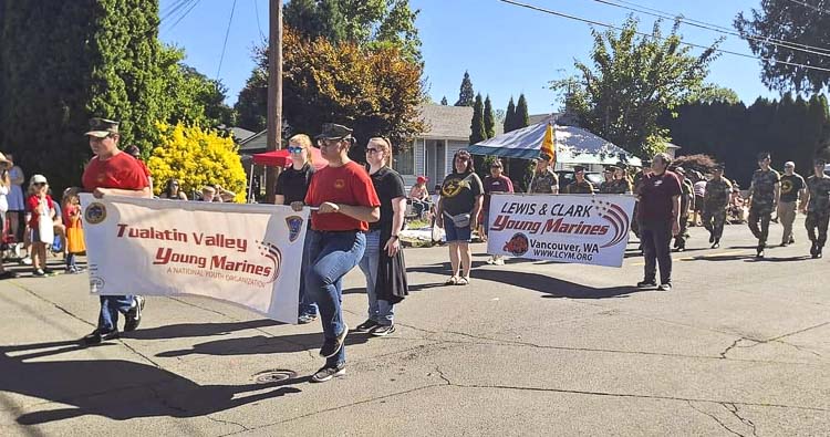 The Lewis & Clark Young Marines joined the Hillsboro Rotary 4th of July Parade, supported by the local Elks lodge, and enjoyed meeting the Tualatin Valley Young Marines.