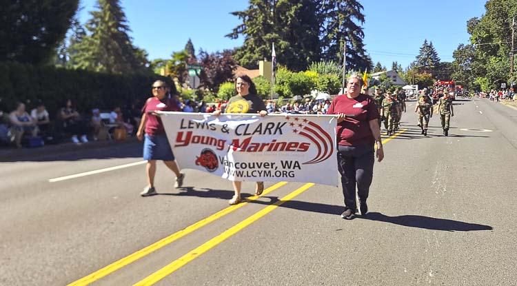 The Lewis & Clark Young Marines joined the Hillsboro Rotary 4th of July Parade, supported by the local Elks lodge, and enjoyed meeting the Tualatin Valley Young Marines.