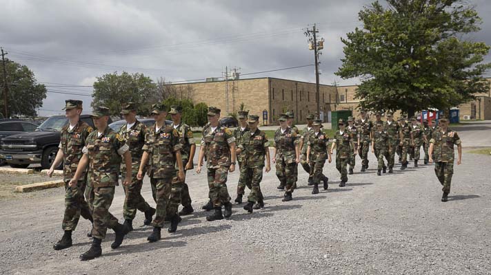 A dedicated unit marches forward with pride and discipline at the recent Senior and Junior Leadership School in Tennessee. Photo courtesy Young Marines Facebook page.